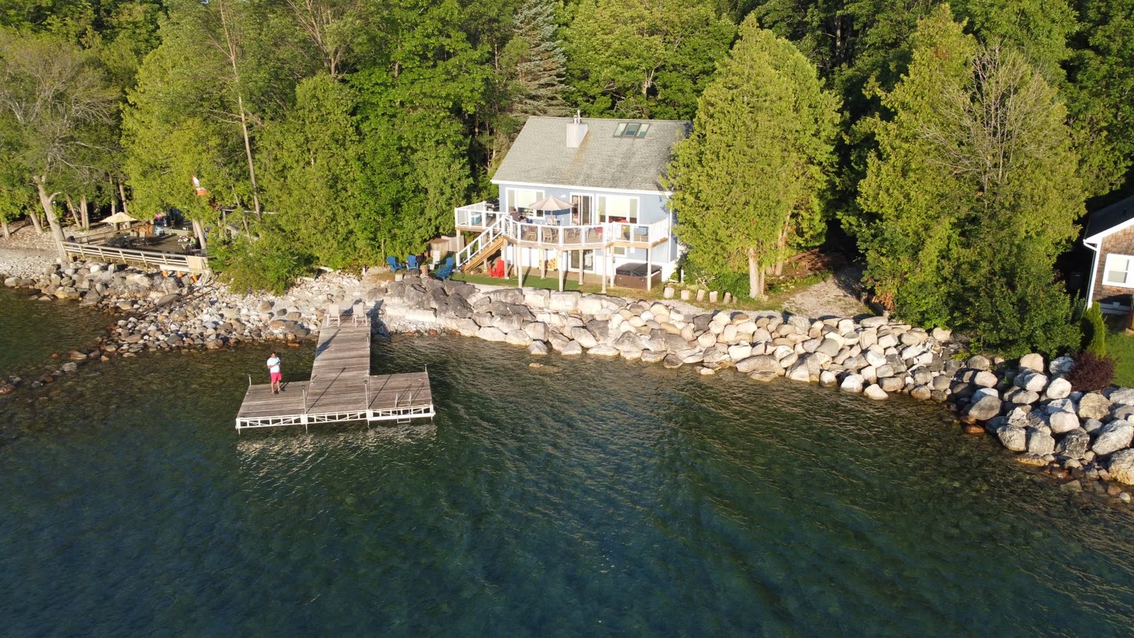 Lakeside house with a private dock